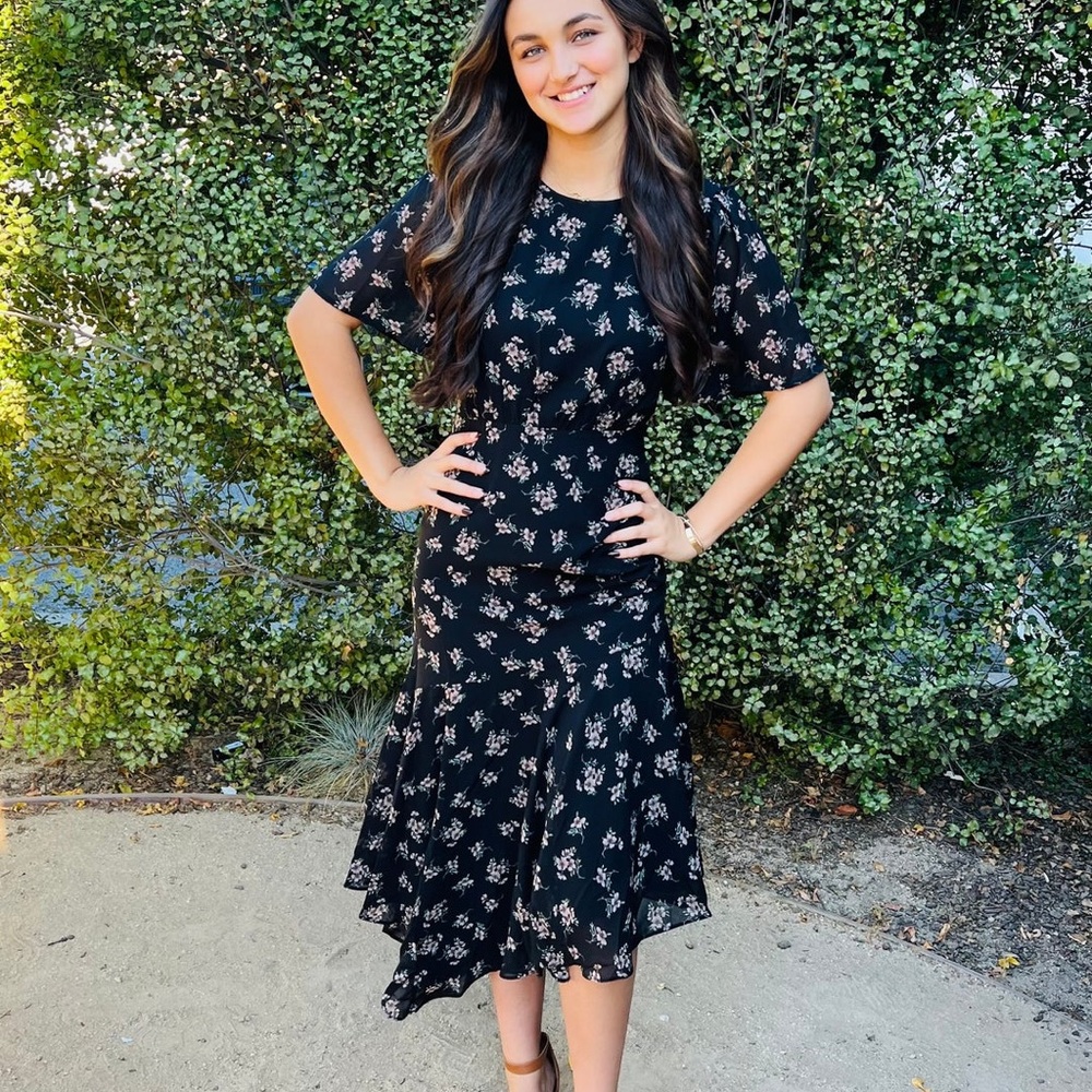 Sugarlips Black Floral Midi Dress